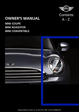 2012 Mini USA CONVERTIBLE Owners Manual